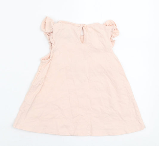 Savannah Girls Pink  Cotton Jersey T-Shirt Size 2 Years Round Neck Pullover - Mice