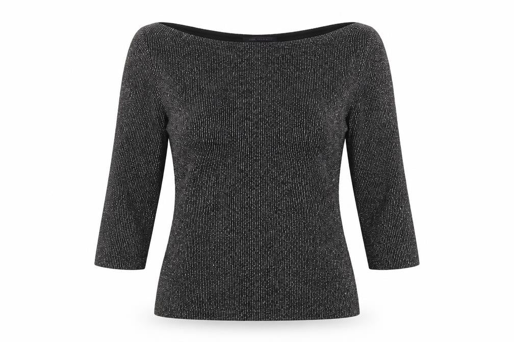 Marks and Spencer Womens Black  Polyester Jersey Blouse Size 8 Boat Neck