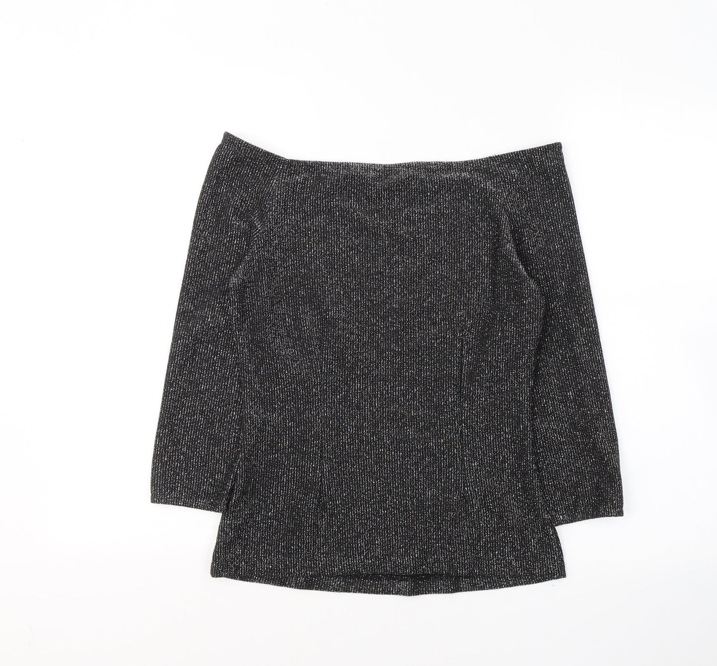 Marks and Spencer Womens Black  Polyester Jersey Blouse Size 8 Boat Neck