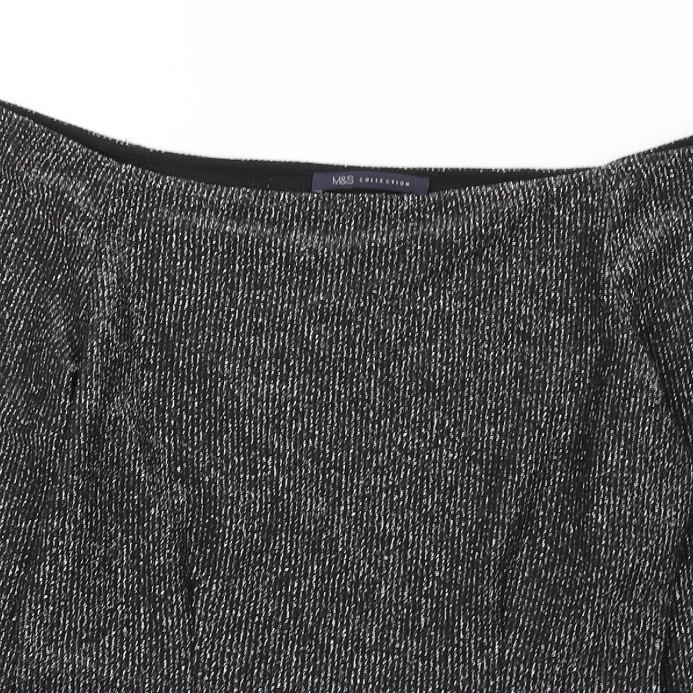 Marks and Spencer Womens Black  Polyester Jersey Blouse Size 8 Boat Neck