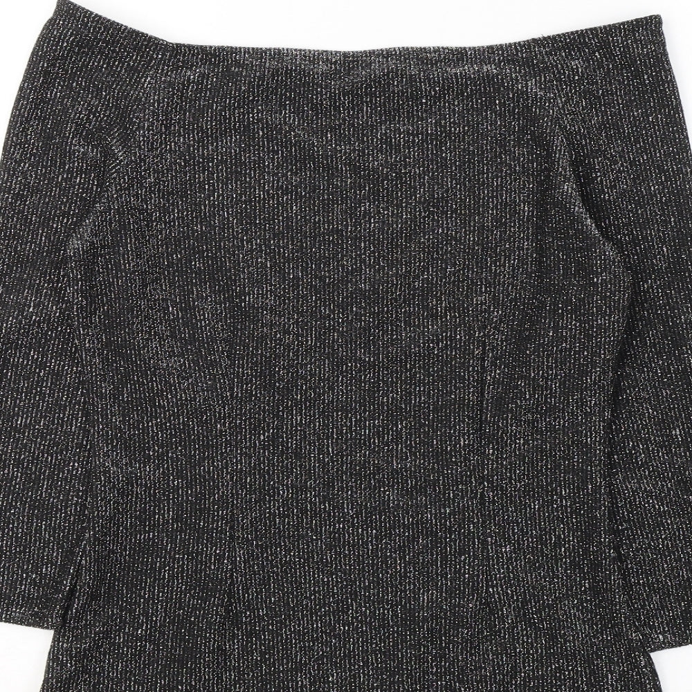 Marks and Spencer Womens Black  Polyester Jersey Blouse Size 8 Boat Neck