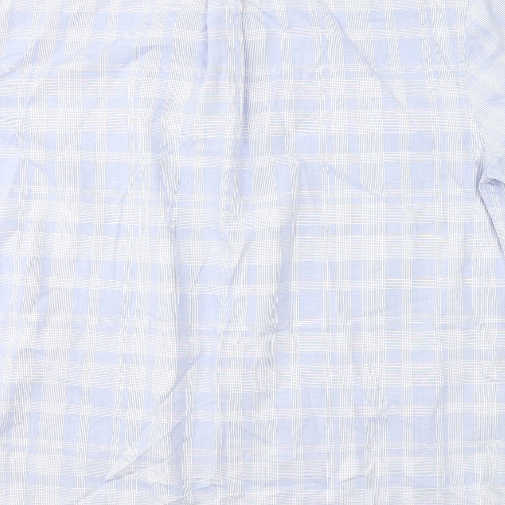 Blue Harbour Mens Blue Plaid Cotton  Button-Up Size L Collared Button