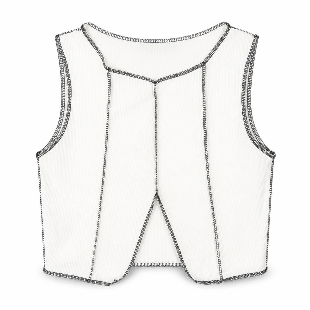 PRETTYLITTLETHING Womens White  Cotton Cropped Tank Size 12 Round Neck