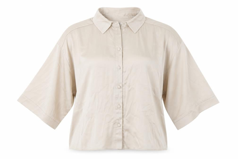 River Island Womens Beige  Polyester Basic Button-Up Size 12 Collared