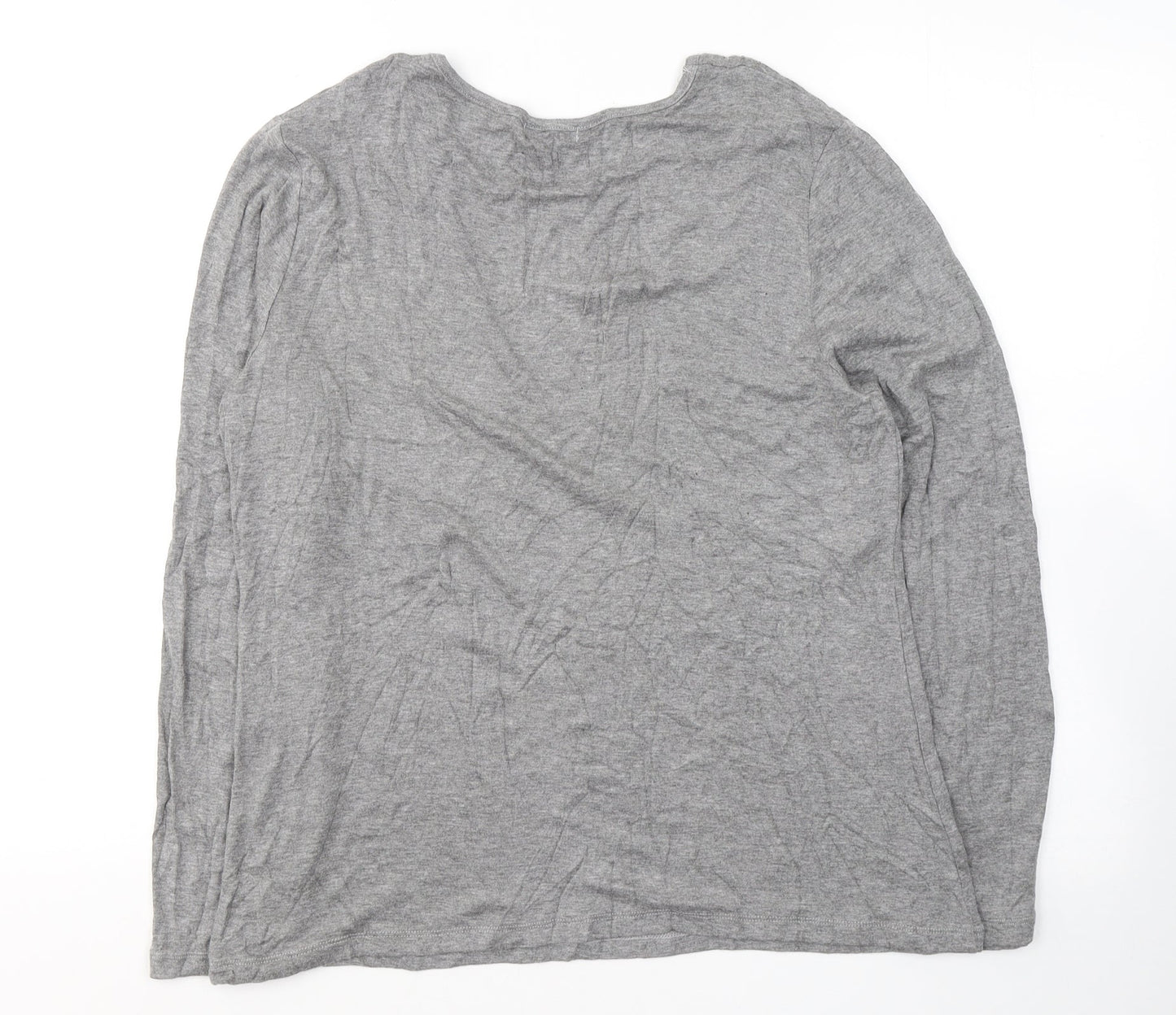 text. Womens Grey  Viscose Jersey Blouse Size M Round Neck