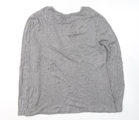 text. Womens Grey  Viscose Jersey Blouse Size M Round Neck