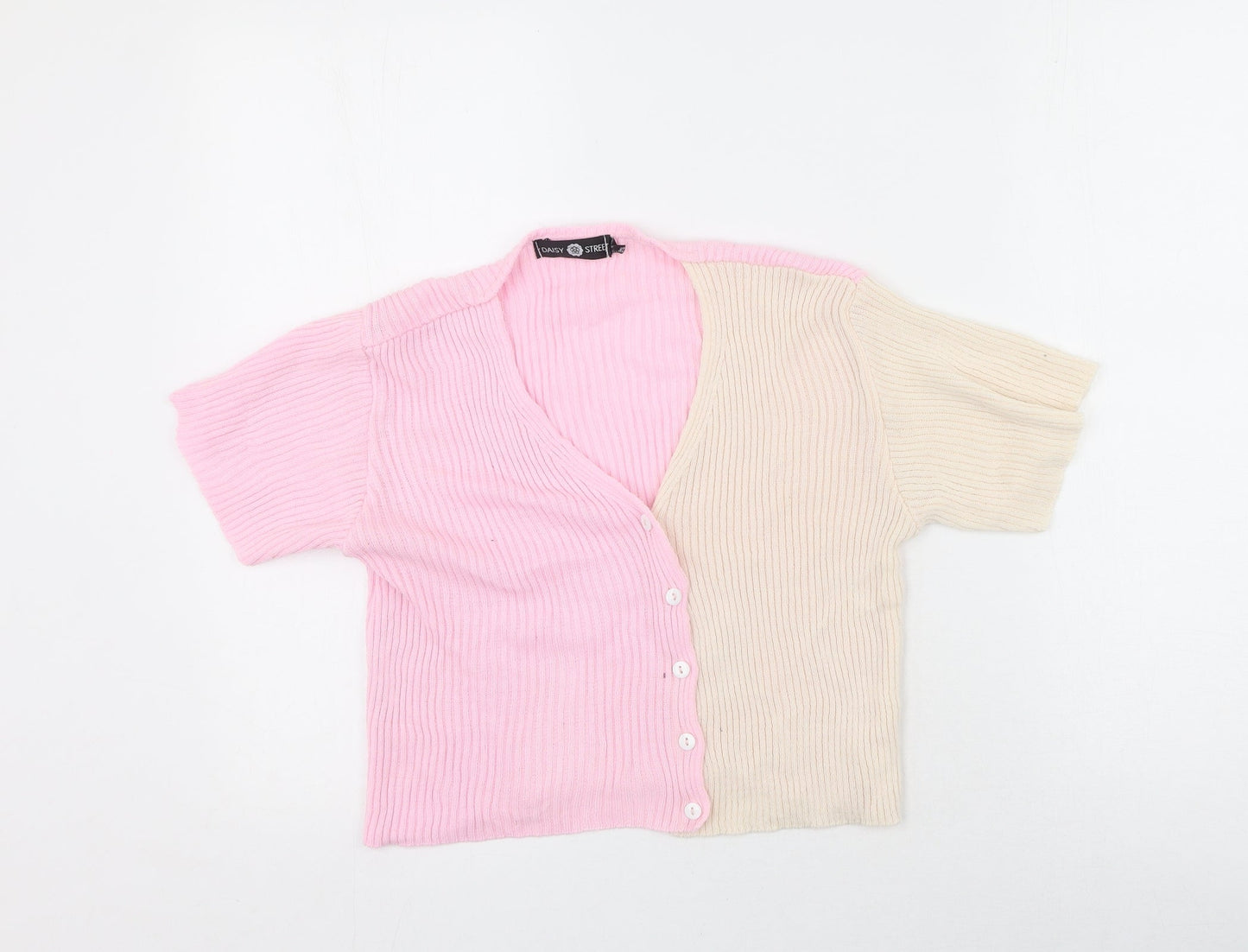 Daisy Street Womens Multicoloured V-Neck  Acrylic Cardigan Jumper Size 8