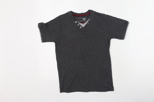 Rebel Boys Grey  Cotton Basic Casual Size 9-10 Years V-Neck