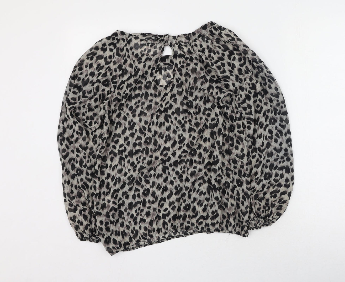 Dorothy Perkins Womens Brown Animal Print Polyester Basic Blouse Size 8 Round Neck