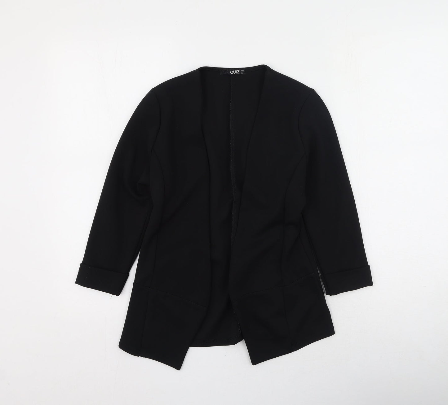 Quiz Womens Black V-Neck  Polyester Cardigan Jumper Size 8