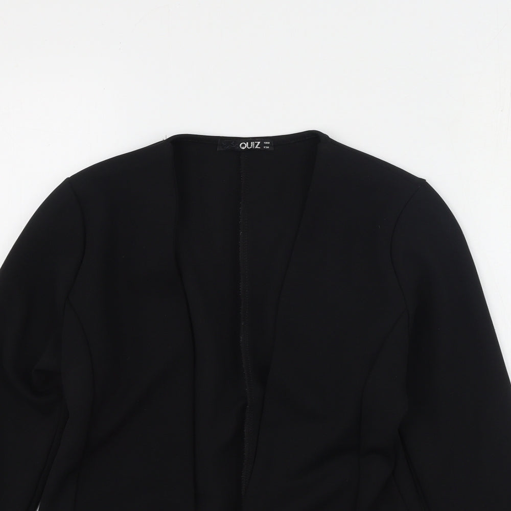 Quiz Womens Black V-Neck  Polyester Cardigan Jumper Size 8