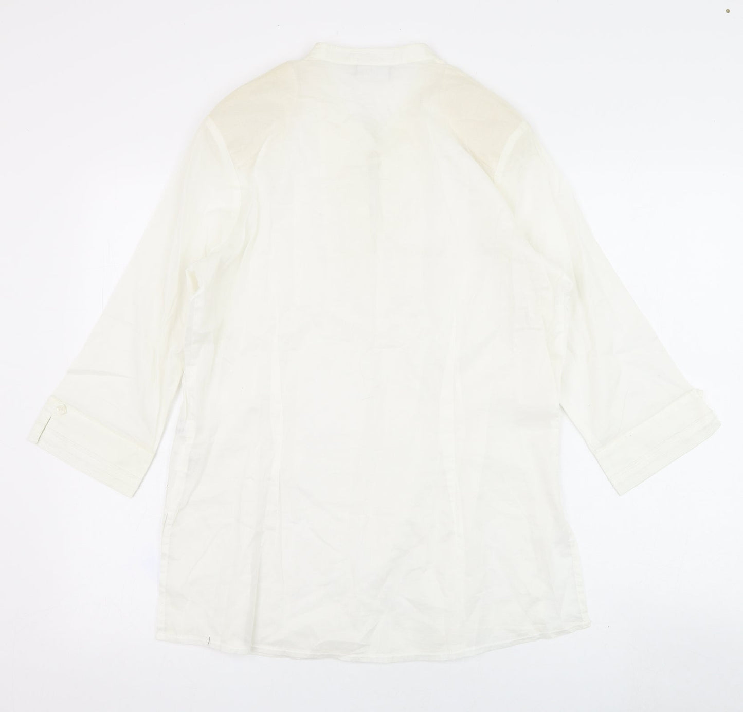Gelco Womens Ivory  Cotton Basic Blouse Size 10 V-Neck