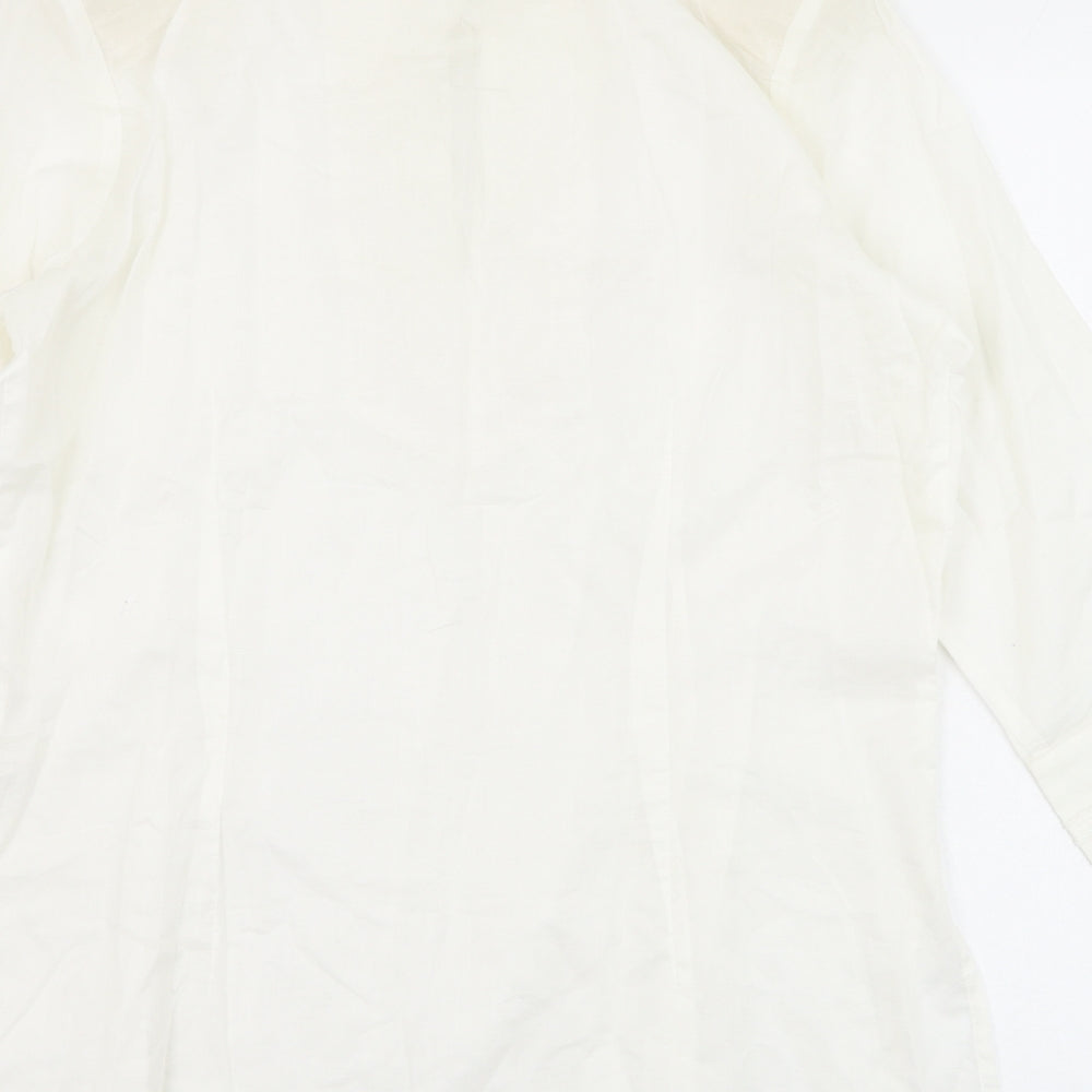 Gelco Womens Ivory  Cotton Basic Blouse Size 10 V-Neck
