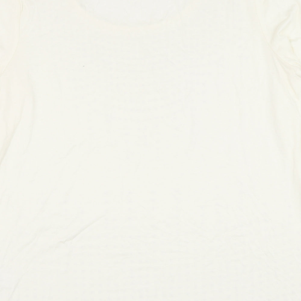 Episode Womens Ivory  Viscose Basic T-Shirt Size M Round Neck