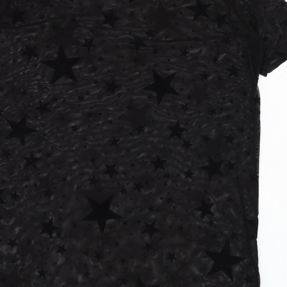 Nasty Gal Womens Black  Polyester Basic T-Shirt Size 6 Round Neck - Star
