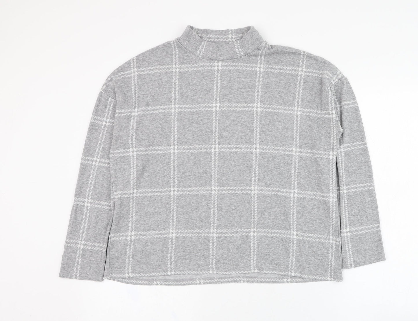 Kiabi Womens Grey Check Polyester Pullover Sweatshirt Size 14  Pullover