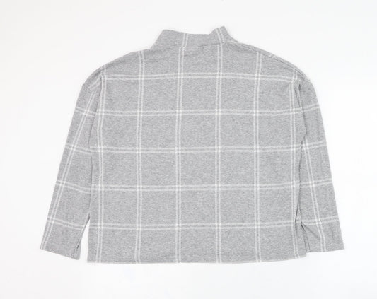 Kiabi Womens Grey Check Polyester Pullover Sweatshirt Size 14  Pullover