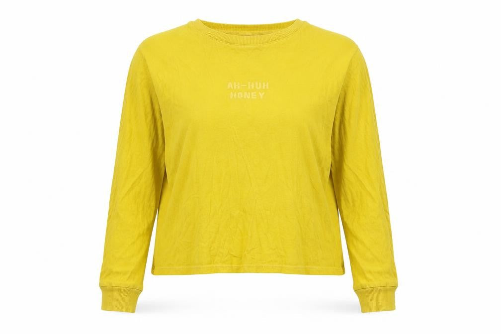Tbar Limtied Womens Yellow  Cotton Pullover Sweatshirt Size M  Pullover - Slogan