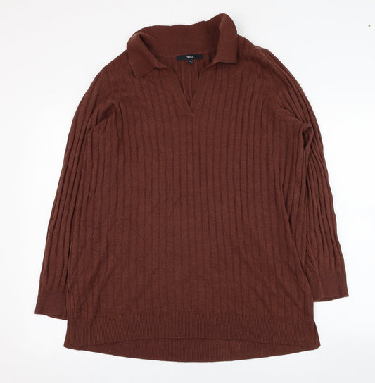 NEXT Mens Brown Collared  Acrylic Pullover Jumper Size L