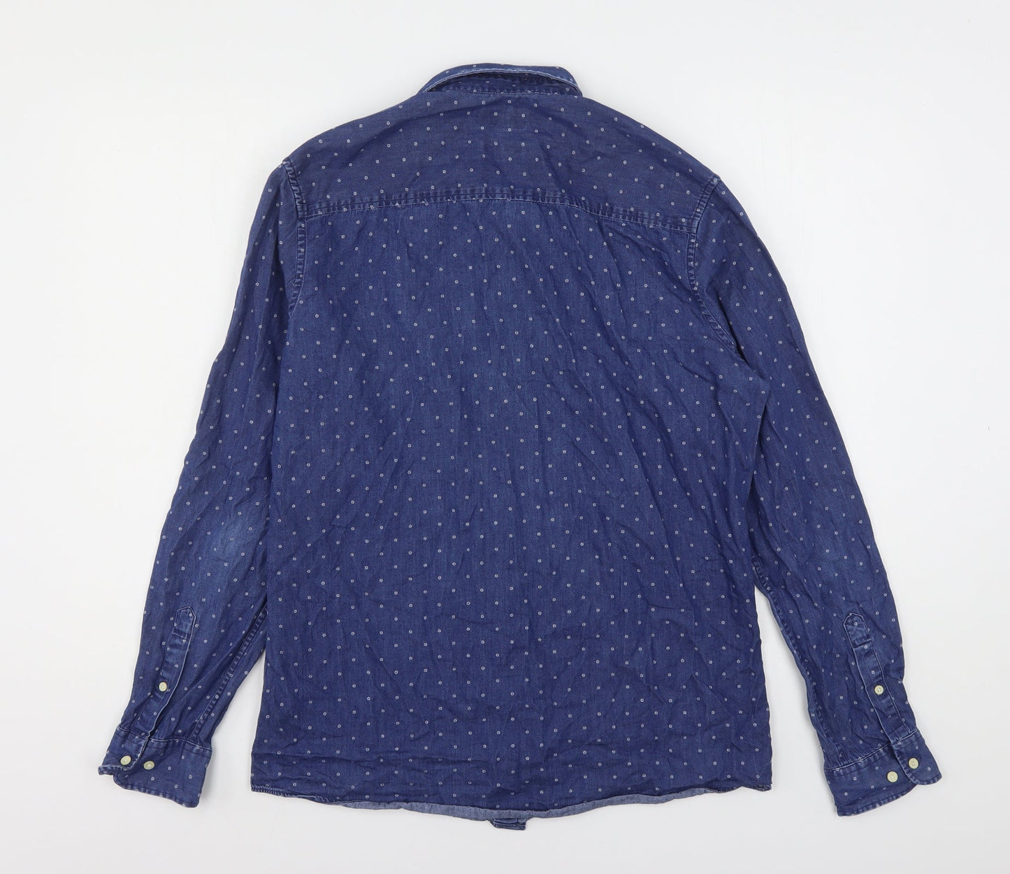 NEXT Mens Blue Floral Cotton  Button-Up Size M Collared