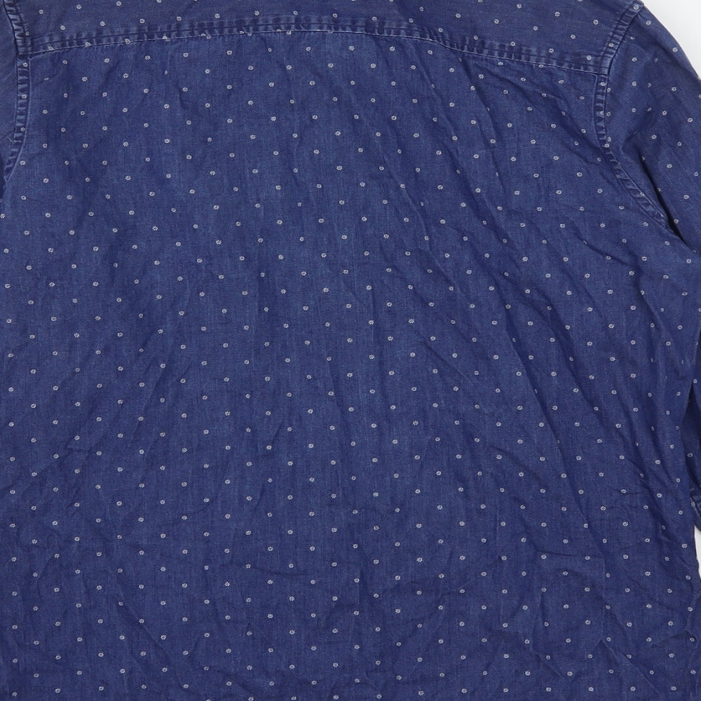 NEXT Mens Blue Floral Cotton  Button-Up Size M Collared