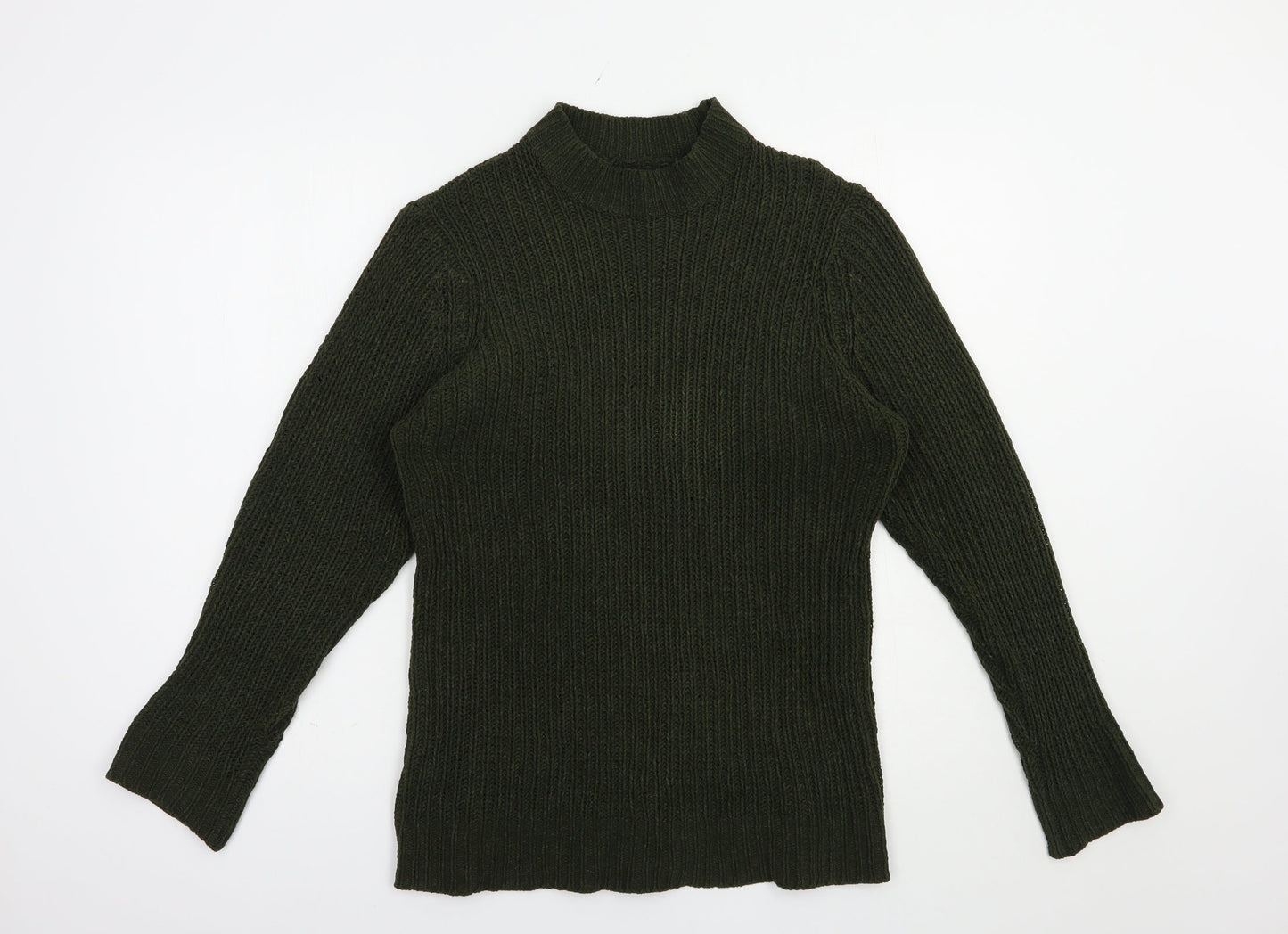 Brave Soul Womens Green Mock Neck  Polyester Pullover Jumper Size L