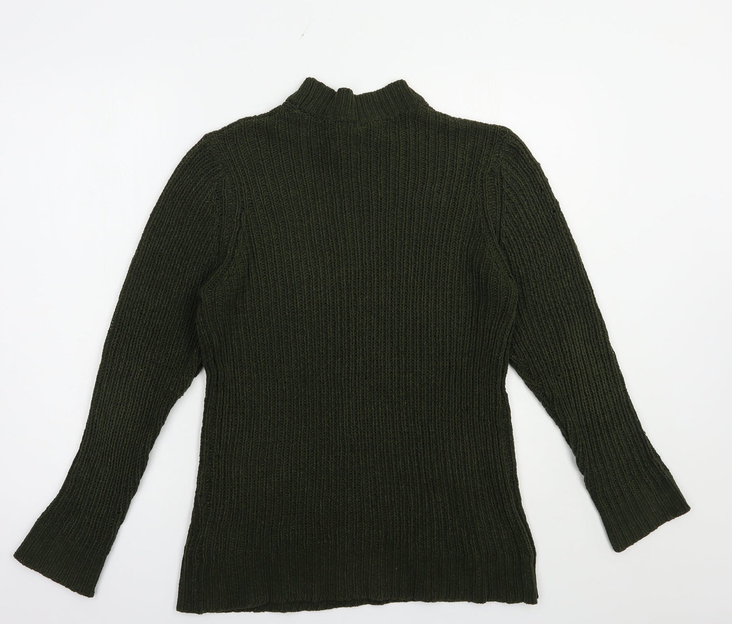Brave Soul Womens Green Mock Neck  Polyester Pullover Jumper Size L