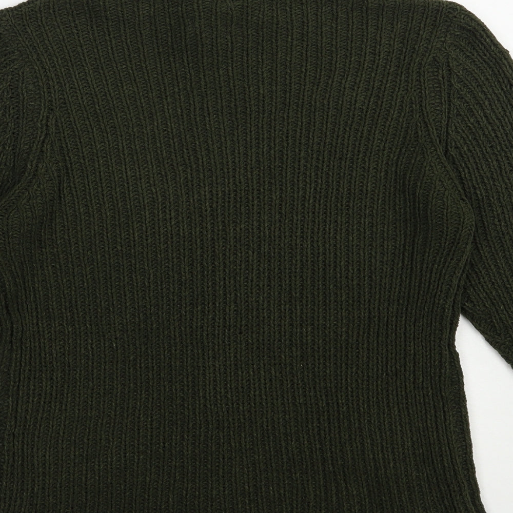 Brave Soul Womens Green Mock Neck  Polyester Pullover Jumper Size L