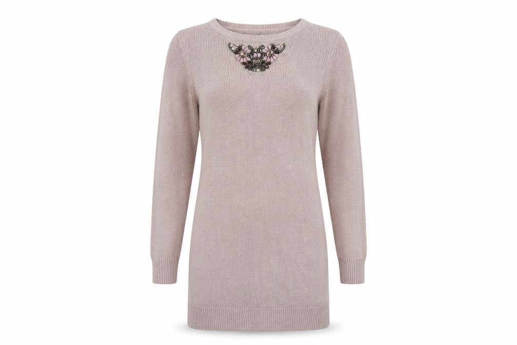 Dorothy Perkins Womens Pink Boat Neck  Acrylic Tunic Jumper Size 10