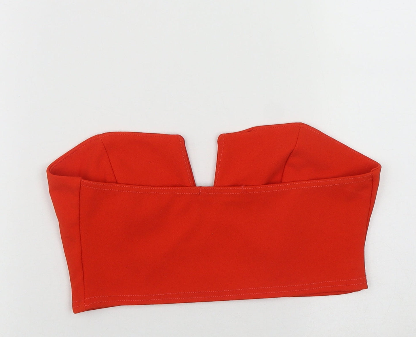 Misspap Womens Orange  Polyester Cropped Blouse Size 10 V-Neck - Tube Top