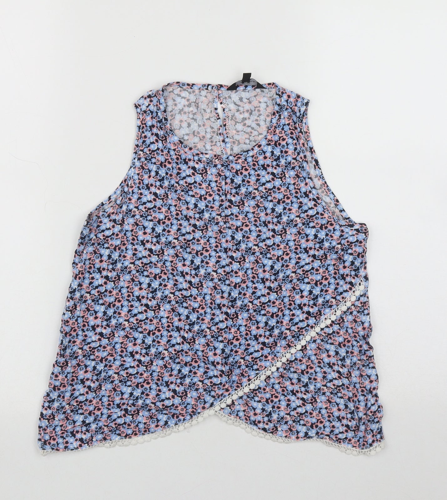 Candy Couture Womens Multicoloured Floral Viscose Basic Tank Size 12 Round Neck