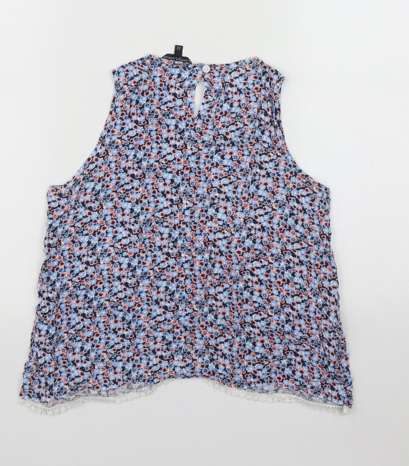 Candy Couture Womens Multicoloured Floral Viscose Basic Tank Size 12 Round Neck