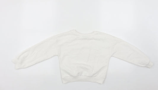 Matalan Girls White  Polyester Pullover Sweatshirt Size 8 Years