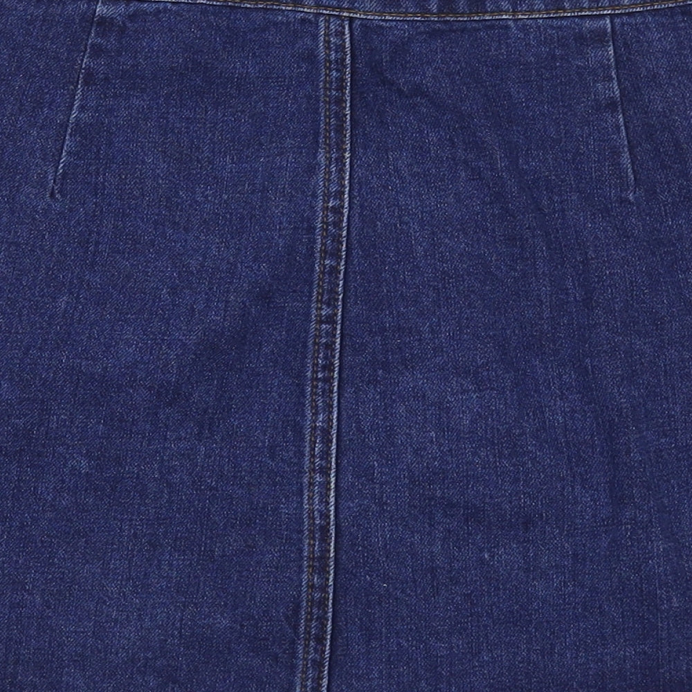 Topshop Womens Blue  Cotton A-Line Skirt Size 26 in   Button