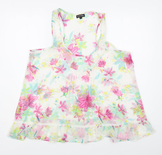Chemistry Womens Multicoloured Floral Polyester Basic Tank Size L Scoop Neck