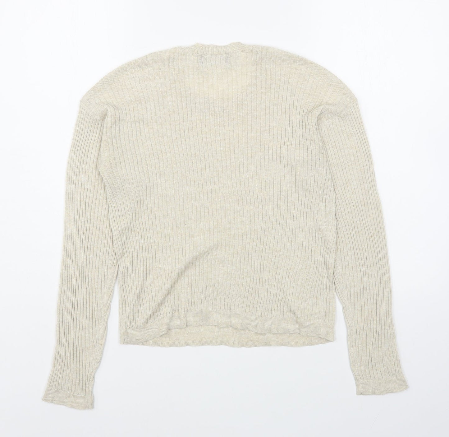 Bershka Womens Beige Round Neck  Polyester Pullover Jumper Size S