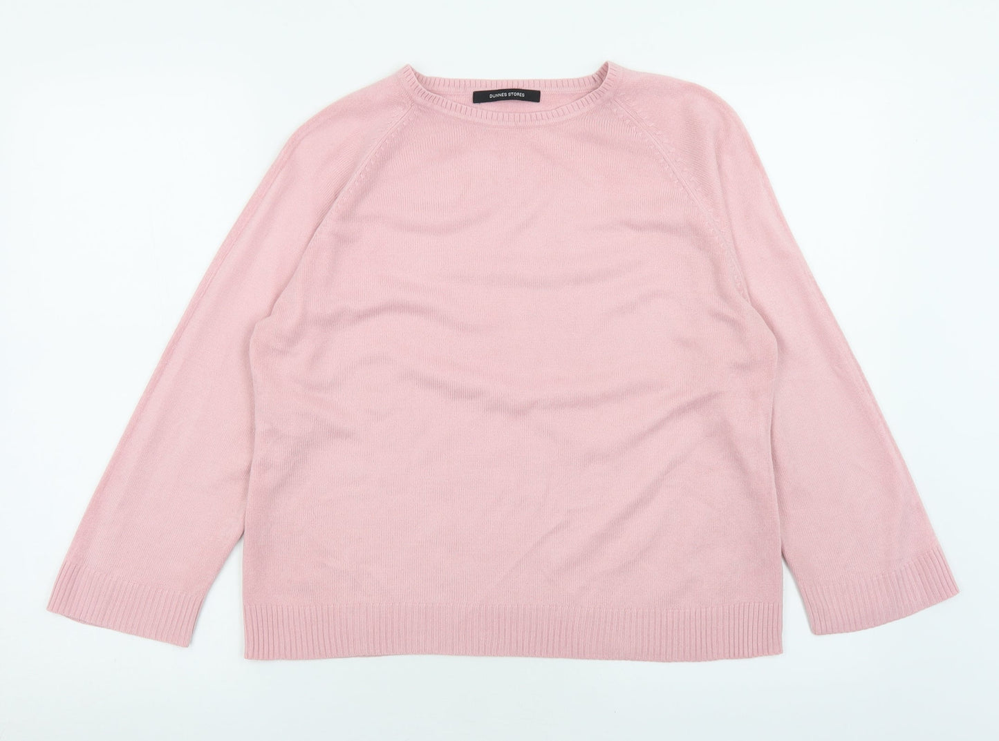 Dunnes Stores Womens Pink Crew Neck  Acrylic Pullover Jumper Size M