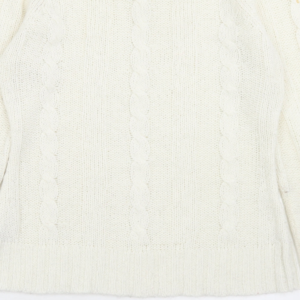 evie Womens White Boat Neck  Acrylic Pullover Jumper Size 10
