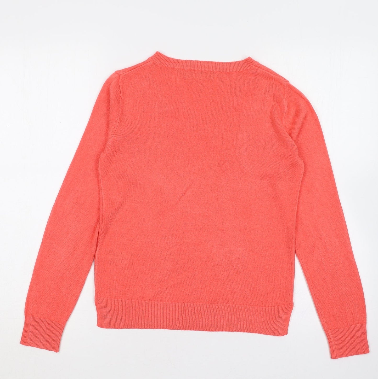 Marks and Spencer Womens Pink V-Neck  Acrylic Pullover Jumper Size 8
