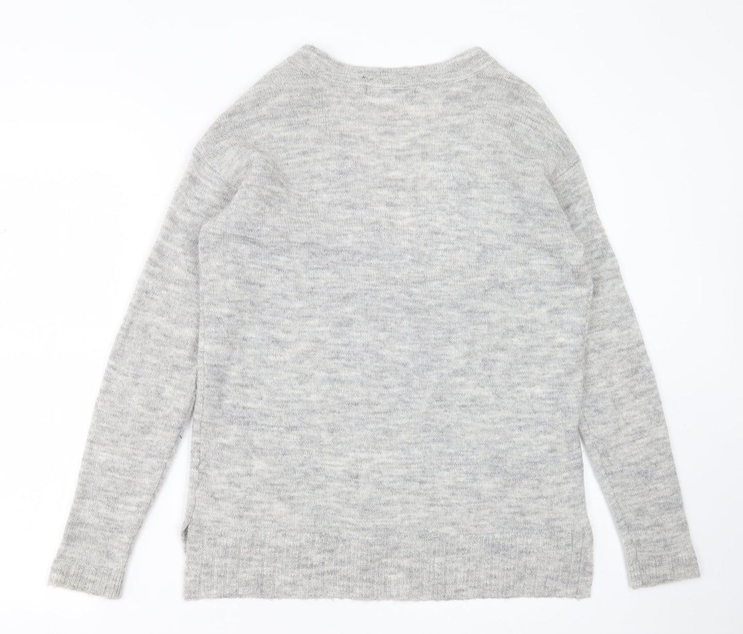NEXT Womens Grey V-Neck  Acrylic Pullover Jumper Size 8