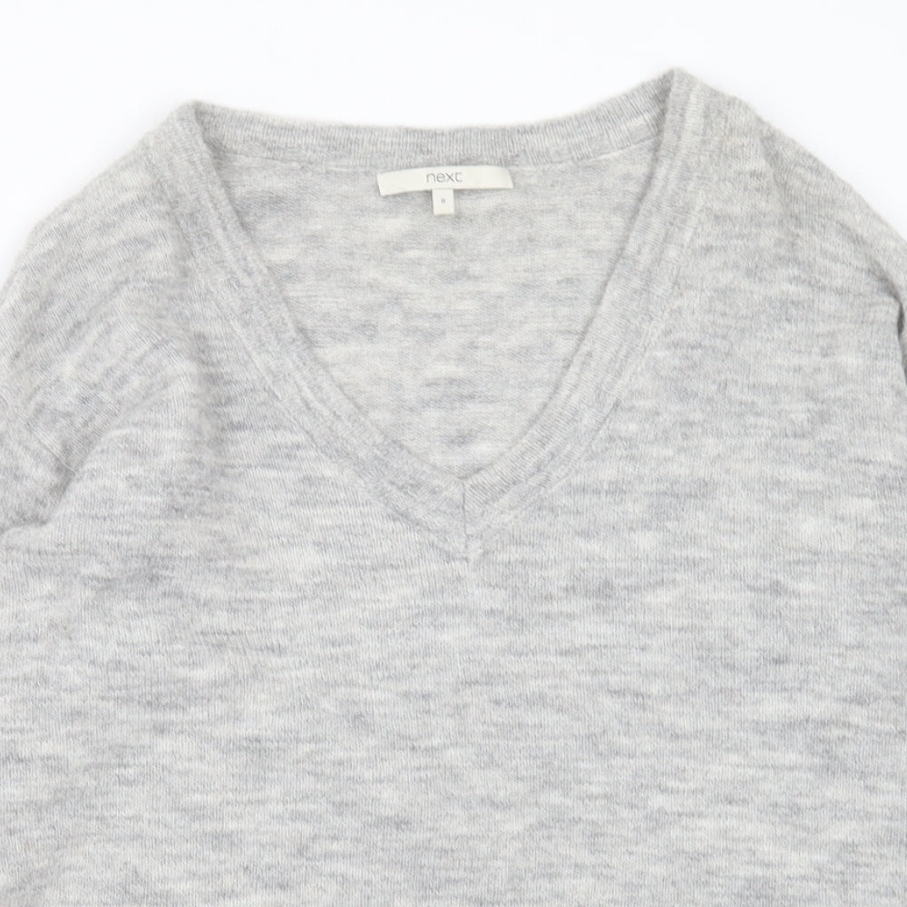 NEXT Womens Grey V-Neck  Acrylic Pullover Jumper Size 8