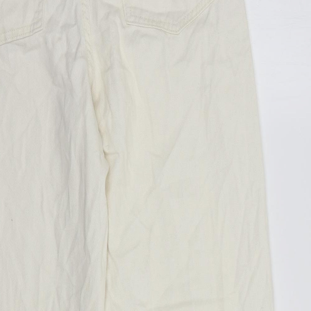 F&F Womens Ivory  Cotton Mom Jeans Size 10 L28 in Regular Button