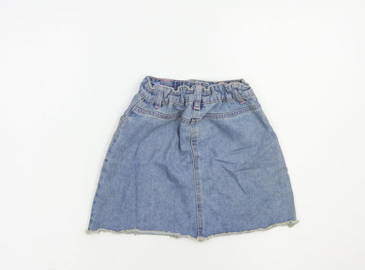 Matalan Girls Blue Floral Cotton Mini Skirt Size 9 Years  Regular Button