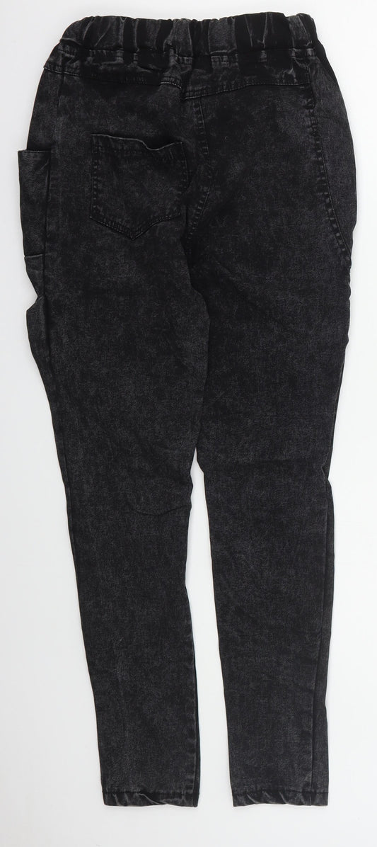 Oukanuc Womens Grey  Cotton Skinny Jeans Size 24 in L27 in Regular Drawstring