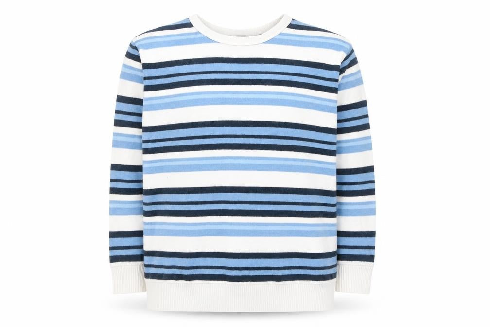 NEXT Boys White Striped Cotton Pullover Casual Size 6 Years Round Neck Pullover