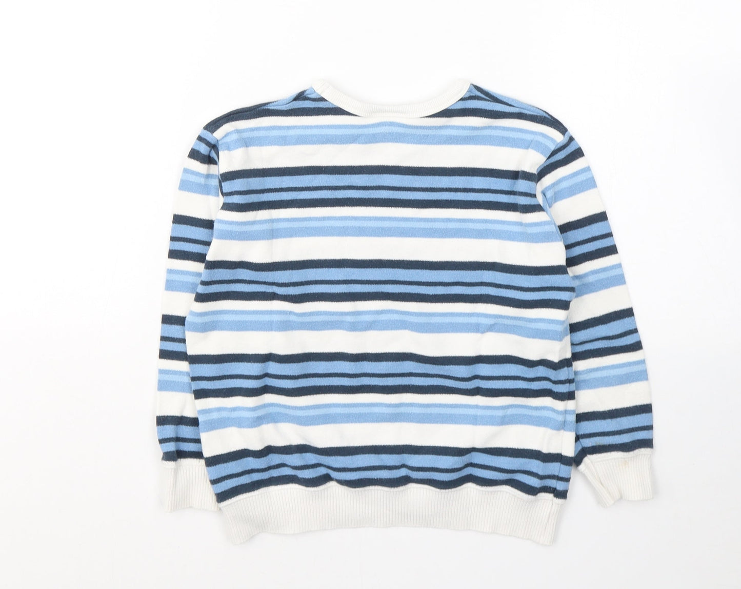 NEXT Boys White Striped Cotton Pullover Casual Size 6 Years Round Neck Pullover