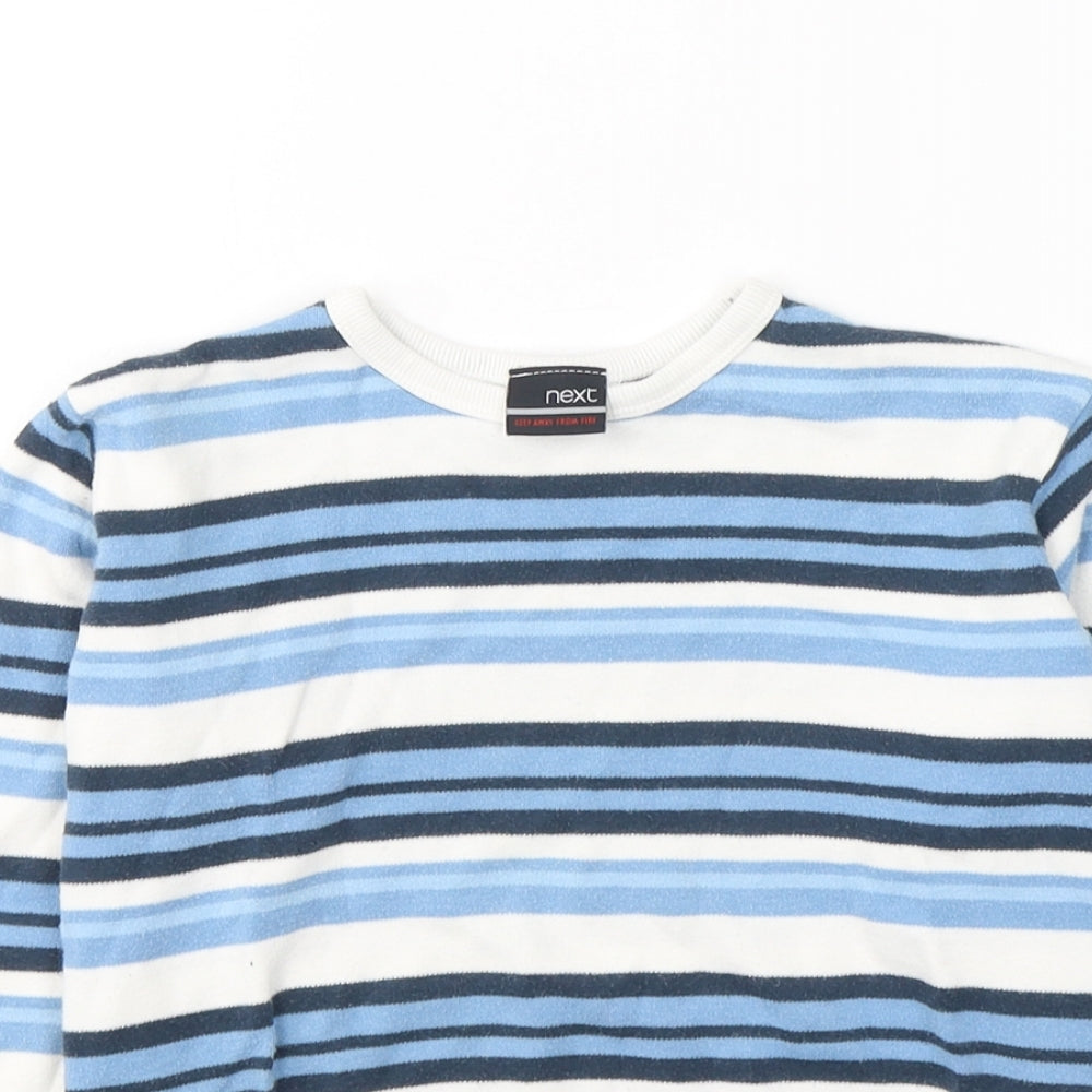 NEXT Boys White Striped Cotton Pullover Casual Size 6 Years Round Neck Pullover