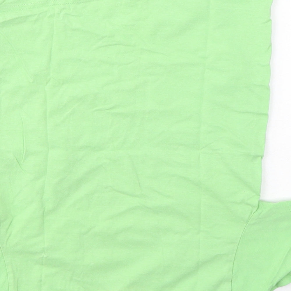 Cherokee Boys Green  Cotton Basic T-Shirt Size 5-6 Years Round Neck Pullover - Homework