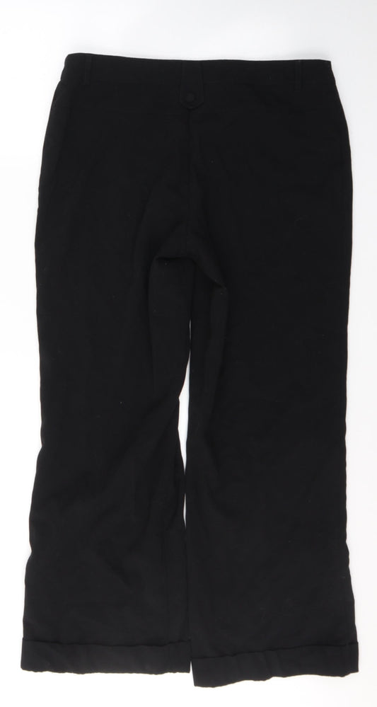 Papaya Womens Black  Polyester Trousers  Size 14 L28 in Regular Button