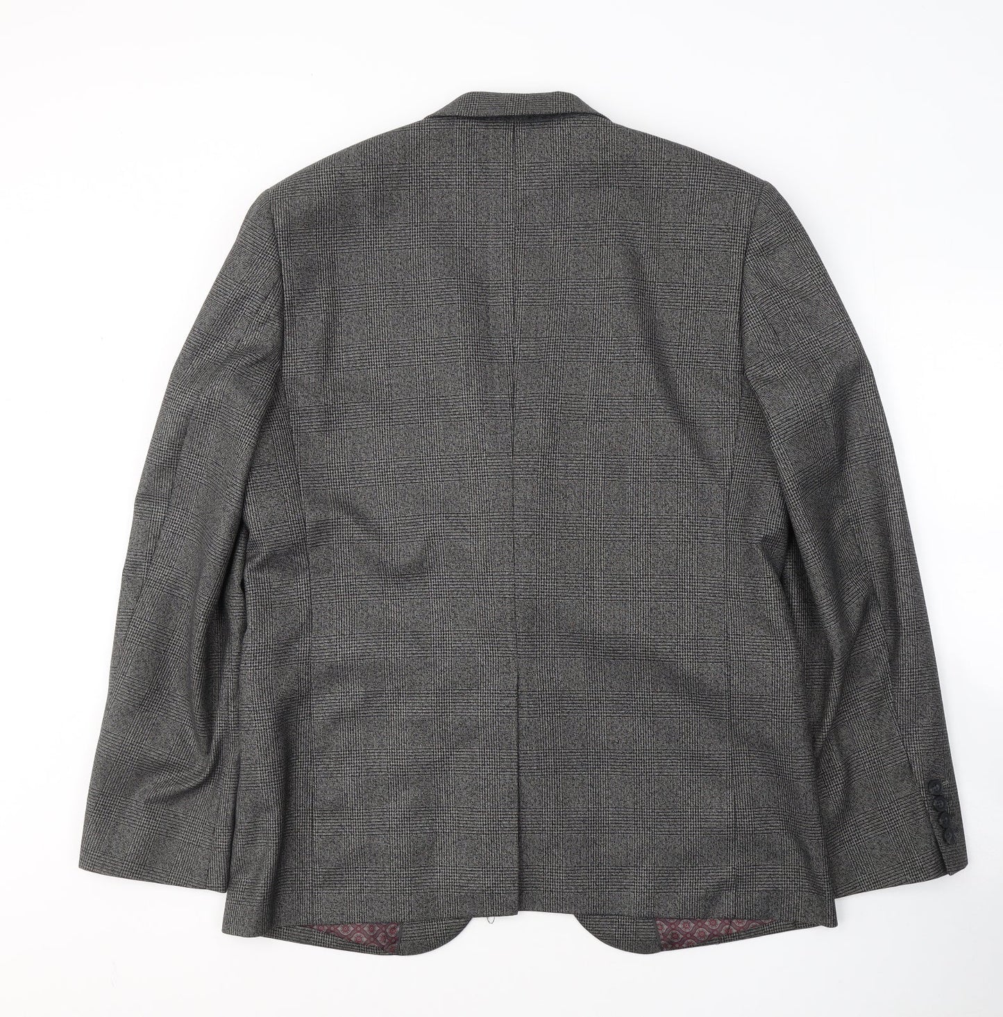 Cedar Wood State Mens Grey Plaid Polyester Jacket Suit Jacket Size L